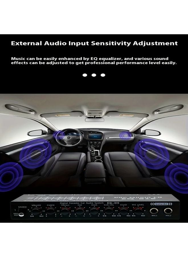 مُساوي صوت السيارة موديل 819 يعمل بالطاقة عبر منفذ USB 4 إعدادات تأخير 16 تأثيرًا تصميم مدمج لجميع المركبات - Image 4